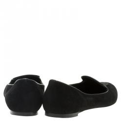 مملوكة مسبقًا Alexander McQueen Black Suede Sequin Skull Smoking Slippers Size 38.5