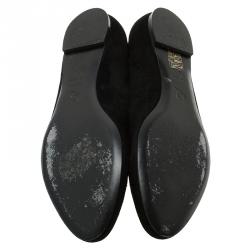 مملوكة مسبقًا Alexander McQueen Black Suede Sequin Skull Smoking Slippers Size 38.5