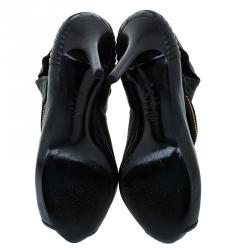 Pre Owned حذاء بوت للكاحل أليكساندر ماكوين فيثفول جلد أسود مقدمة مفتوحة مقاس 40.5