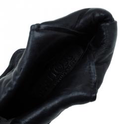 Pre Owned حذاء بوت للكاحل أليكساندر ماكوين فيثفول جلد أسود مقدمة مفتوحة مقاس 40.5