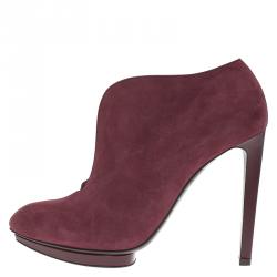 Pre Owned Alexander McQueen Burgundy Suede Ankle Boots Size 39