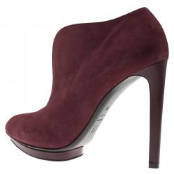 Pre Owned Alexander McQueen Burgundy Suede Ankle Boots Size 39