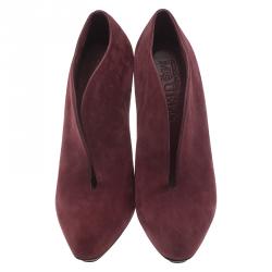 Pre Owned Alexander McQueen Burgundy Suede Ankle Boots Size 39