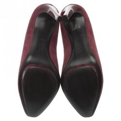 Pre Owned Alexander McQueen Burgundy Suede Ankle Boots Size 39
