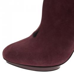 Pre Owned Alexander McQueen Burgundy Suede Ankle Boots Size 39