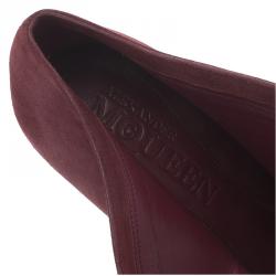 Pre Owned Alexander McQueen Burgundy Suede Ankle Boots Size 39