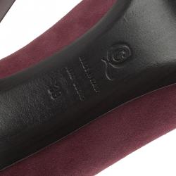 Pre Owned Alexander McQueen Burgundy Suede Ankle Boots Size 39