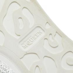 Pre Owned Alexander McQueen Silver Glitter Platform Lace Up Sneakers Size 37