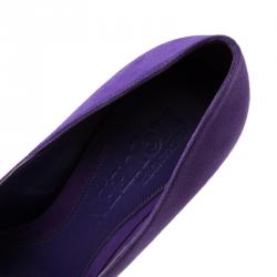 Pre Owned Alexander McQueen Purple Suede Skull Embellished Peep Toe Pumps Size 36