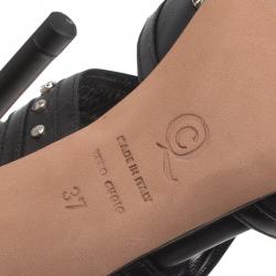 Pre Owned صندل أليكساندر ماكوين جلد أسود مرصع مقاس 37