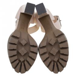 Pre Owned Alexander McQueen Blush Pink Leather Ankle Strap Platform Sandals Size 39.5