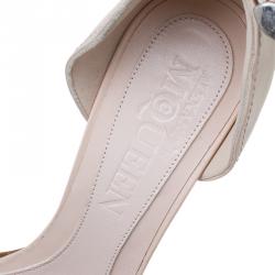 Pre Owned Alexander McQueen Blush Pink Leather Ankle Strap Platform Sandals Size 39.5