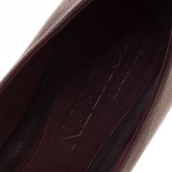 Pre Owned Alexander McQueen Maroon Leather Skull City Ballet Flats Size 38