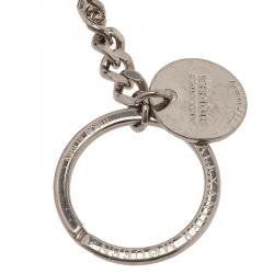 Pre Owned Alexander McQueen Silver Strass Spiked Punk Skull Keyring