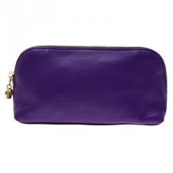 Pre Owned Alexander McQueen Purple Leather Cosmetic Pouch