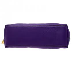 Pre Owned Alexander McQueen Purple Leather Cosmetic Pouch