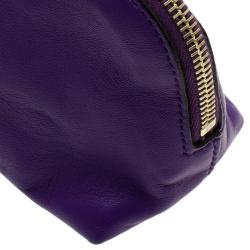 Pre Owned Alexander McQueen Purple Leather Cosmetic Pouch