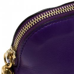 Pre Owned Alexander McQueen Purple Leather Cosmetic Pouch