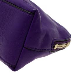 Pre Owned Alexander McQueen Purple Leather Cosmetic Pouch