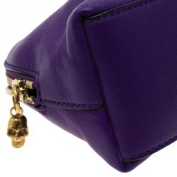 Pre Owned Alexander McQueen Purple Leather Cosmetic Pouch