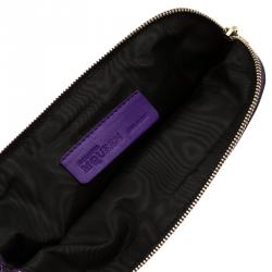 Pre Owned Alexander McQueen Purple Leather Cosmetic Pouch
