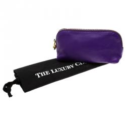 Pre Owned Alexander McQueen Purple Leather Cosmetic Pouch