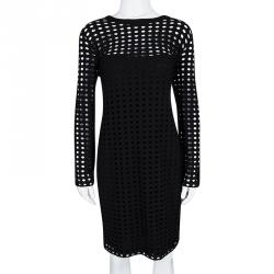 Pre Owned T By Alexander Wang Black Circular Cutout Detail Long Sleeve Dress L