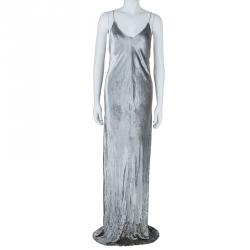 T By Alexander Wang Panne Velvet Silver Camisole Maxi Dress M