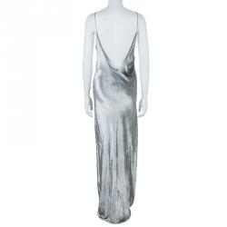 T By Alexander Wang Panne Velvet Silver Camisole Maxi Dress M
