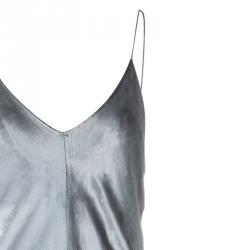 T By Alexander Wang Panne Velvet Silver Camisole Maxi Dress M