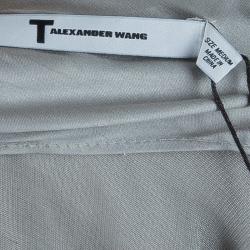 T By Alexander Wang Panne Velvet Silver Camisole Maxi Dress M