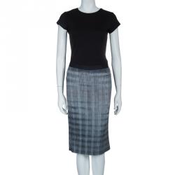 Pre Owned Alexander Wang Silver Pleated Pencil Skirt M
