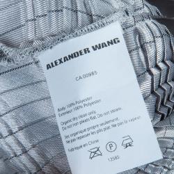 Pre Owned Alexander Wang Silver Pleated Pencil Skirt M
