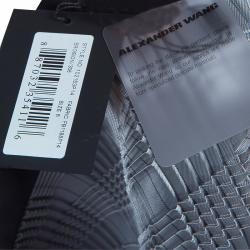 Pre Owned Alexander Wang Silver Pleated Pencil Skirt M