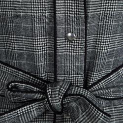 Alexander Wang Monochrome Glen Plaid Belted Long Jacket S