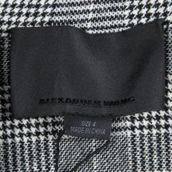 Alexander Wang Monochrome Glen Plaid Belted Long Jacket S