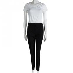 Pre Owned Alexander Wang Black Wool Pocket Detail High Waist Straight Fit Pants S