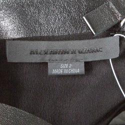 Pre Owned Alexander Wang Logo Printed Leather Strip Detail Bustier Crop Top S