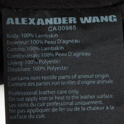 Pre Owned Alexander Wang Logo Printed Leather Strip Detail Bustier Crop Top S