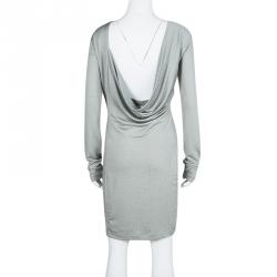 T By Alexander Wang Grey Knit Scoop Back Detail Long Sleeve Dress M 