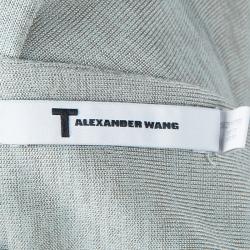 T By Alexander Wang Grey Knit Scoop Back Detail Long Sleeve Dress M 