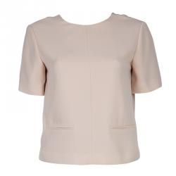 T By Alexander Wang Beige Welt Pocket Detail Short Sleeve Blouse S