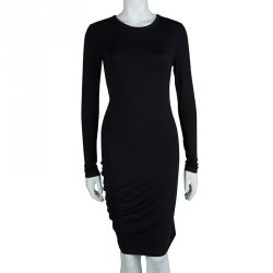 T Alexander Wang Black Knit Long Sleeve Asymmetric Dress S