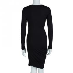 T Alexander Wang Black Knit Long Sleeve Asymmetric Dress S