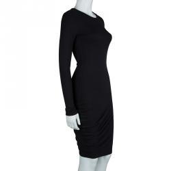 T Alexander Wang Black Knit Long Sleeve Asymmetric Dress S
