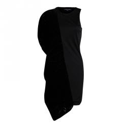 Alexander Wang Black Velvet Burnout Detail Asymmetric Dress M