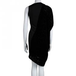 Alexander Wang Black Velvet Burnout Detail Asymmetric Dress M