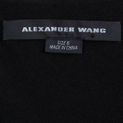 Alexander Wang Black Velvet Burnout Detail Asymmetric Dress M