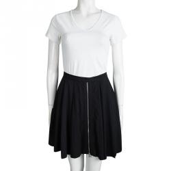 Pre Owned Alexander Wang Black Zip Detail Pleated Skirt S