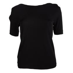 T By Alexander Wang Black Knit Draped Back Detail Short Sleeve Top XS